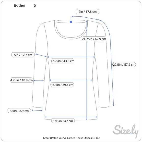 Boden Great Breton You've Earned These Stripes Long Sleeve Scoop Neck Tee 6 - Picture 8 of 8